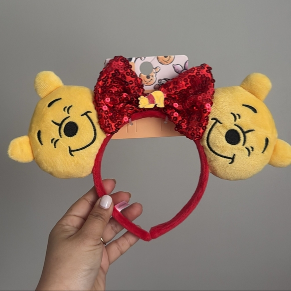 Disney Accessories - Disney Winnie the Pooh Plush Ears with Red Sequin Bow, Headband, Primark